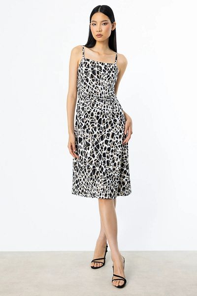 Ekol Women's Patterned Dress with Rope Strap 4284 Black