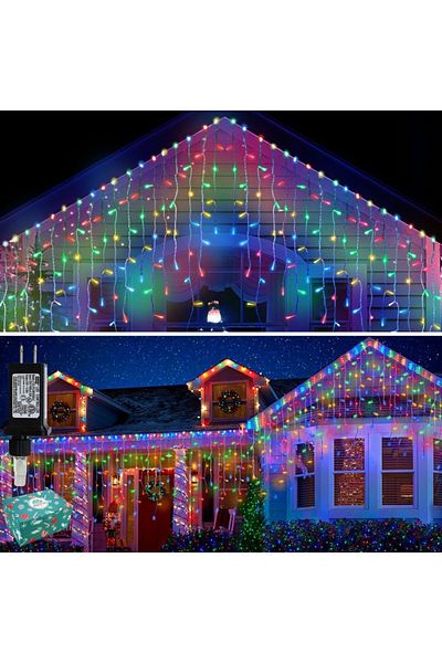 Choice 4X0.6M Eu plug Multicolor Fairy String Curtain Light LED 4x0.6m Holiday Light Garland for Patio Chri