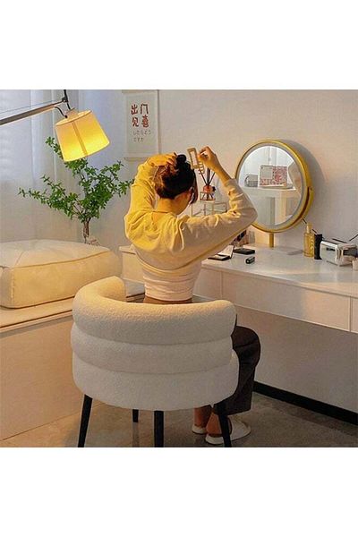 Taimi Elegant Design Boucle Chair, Bedroom, Boucle Chair for Living Room and Office - White