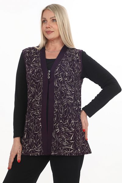 AfifeCOLLECTİON Patterned Mother Plus Size Vest Viscose Vest