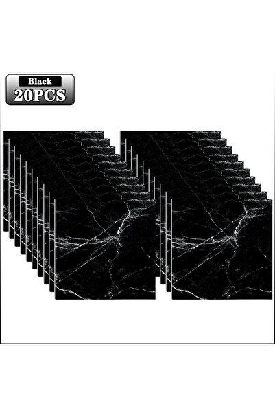 Choice أسود - 40 قطعة 10-40 قطعة ملصقات أرضية ذاتية اللصق على شكل رخامي سميكة ومقاومة للتآكل من مادة البولي فينيل كلوريد