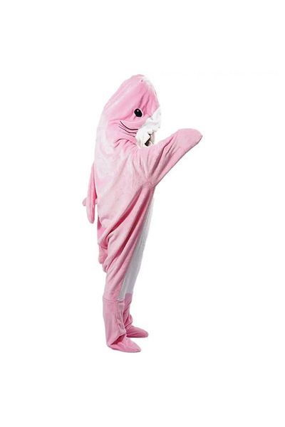 Choice XL 170cm Pink Shark Blanket Adult Cartoon Sleeping Bag Pajama Hooded Warm Flannel Funny Homewear Sha