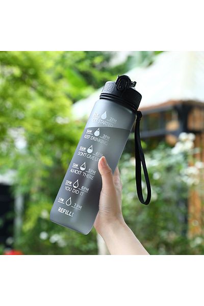 APWIKOGER Water Bottle 1000Ml Sports Water Bottle With Straw Time Marker Outdoor Camping Cup Student Drinking