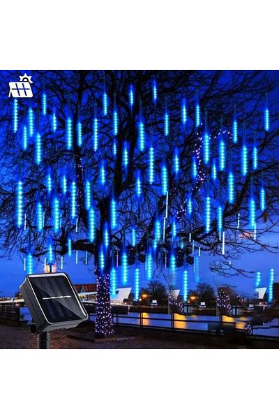 Choice Blue 1pc Solar 30cm Meteor Rain String Lights Meteor Shower 8 Tubes 192LEDs,Waterproof Falling Raind