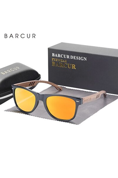 Choice Orange Mirror BARCUR Design Wood Sun Glasses Man Natural Walnut Sungla...
