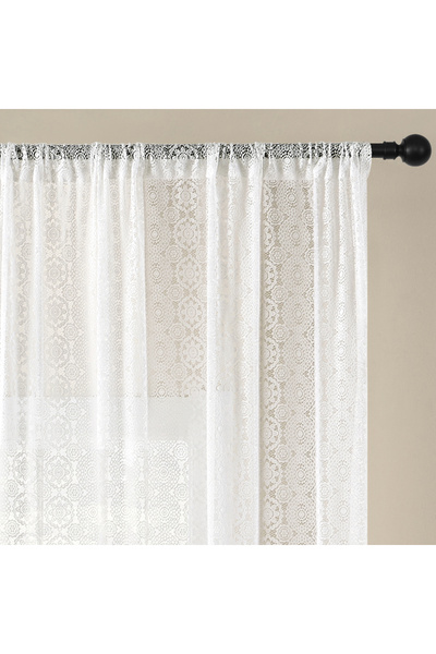 Choice ستائر دانتيل منسوجة بدقة، مقاس 145×114 سم، قطعة واحدة، بتصميم زهرة الش...