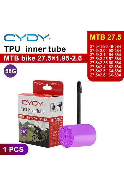 Choice 45mm 27.5x1.95-2.6 1pcs CYDY MTB TPU Bicycle Inner Tube 26''/27.5''/29''x1.95 2.0 2.1 2.25 2.35 2.4