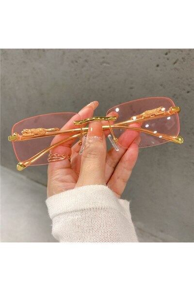 Choice Pink Vintage Sunglasses Rimless Cut Edge Sunglasses Fashion Designer S...