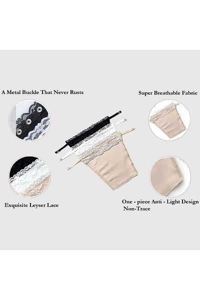 Glamroot قميص داخلي نسائي من القطن مع غطاء للصدر ومشبك للتثبيت من الدانتيل - طقم من قطعتين
