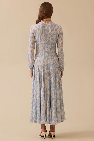 SEÇİL Women's Patterned Flared Dress - Blue