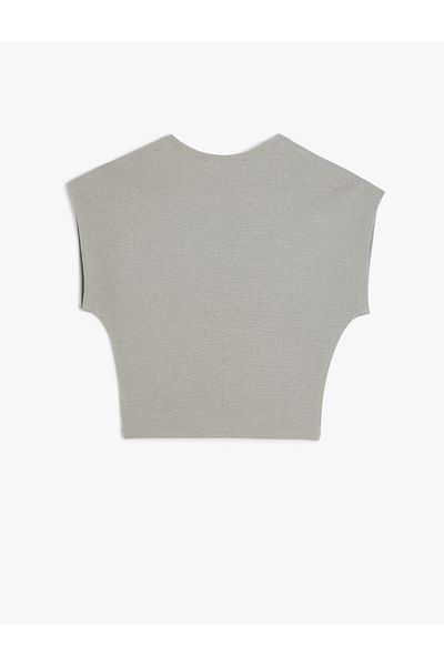 Koton Gray Sleeweless Crop T-Shirt