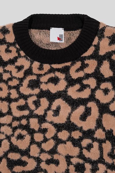 GMG FIRENZE Crew Neck Leopard Patterned Women's Sweater