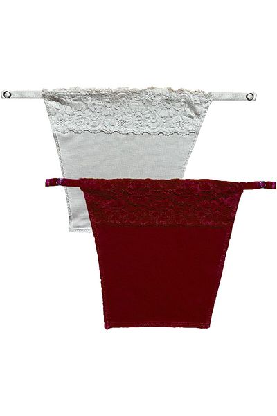 Glamroot Women's Cotton Camisole Cleavage Cover Clip-on Mock Lace Camisecret - Set of 2