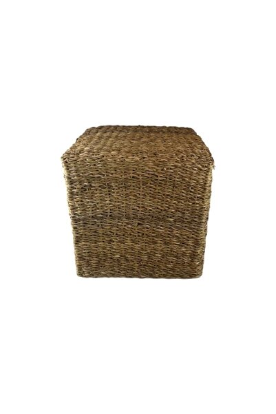 Evistro Dekoratif Dikdörtgen Naturel Hasır Jüt Puf 40x40cm