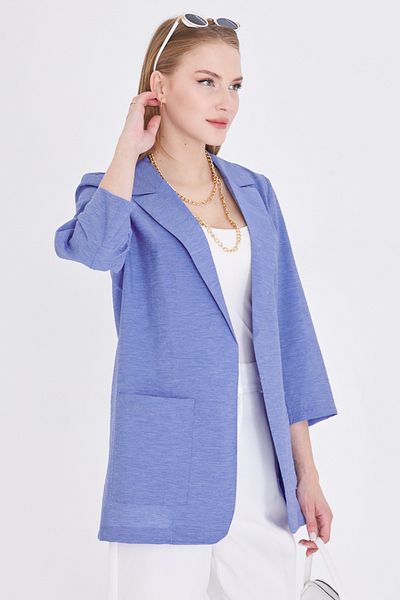 armonika Jachetă oversize cu buzunar albastru pentru femei ARM-25Y001064