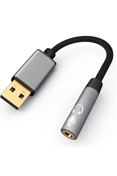 m.tk moveteck محول USB إلى 3.5 ملم جاك محول سماعة الرأس والميكروفون يدعم محول USB إلى Aux
