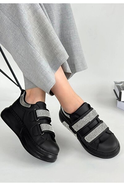 Erbilden Nino Siyah Cilt Cırt Cırtlı Spor Ayakkabı
