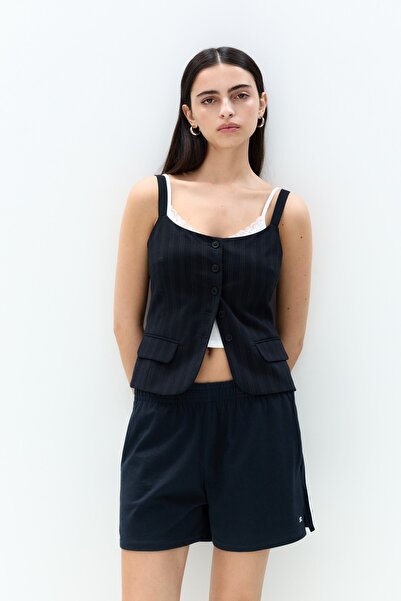 Pull & Bear Yan çizgili spor bermuda