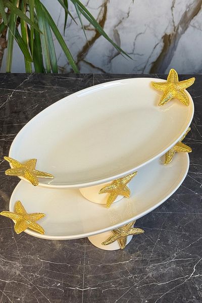 MAY HOME Starfish Porcelain Serving Presentation Set Oval