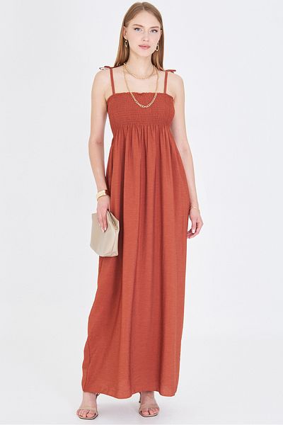 armonika Women's Tile Straps Lace-Up Chest Gipe Elastic Long Dress Arm-25Y001069