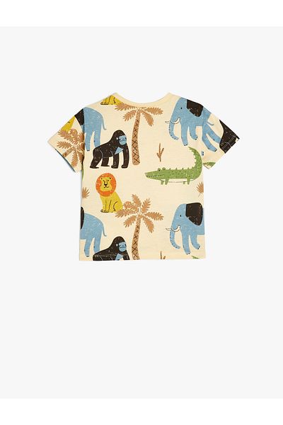 Koton Beige Printed Cotton T-Shirt