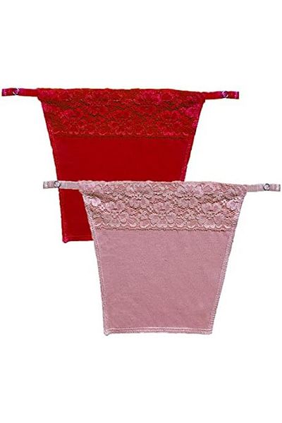 Glamroot Women's Cotton Camisole Cleavage Cover Clip-on Mock Lace Camisecret - Set of 2