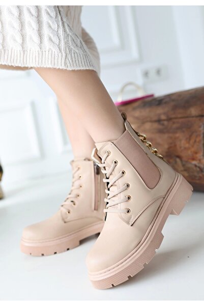 Erbilden Harte Nude Skin Lace up Boots