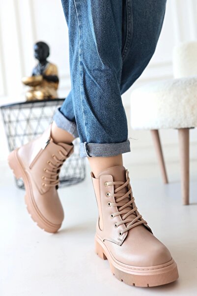 Erbilden Daum Nude Skin Lace up Boots