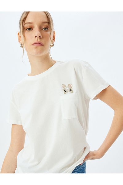 Koton ecru Printed T-Shirt