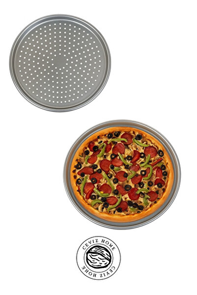 ceviz home züccaciye tekstil ltd şirketi 32 cm Perforated Stainless Steel Pizza Tray – Fireproof, Non-Stick, Suitable for Oven Use