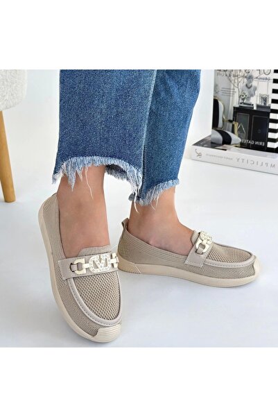 Erbilden Wata Beige Knit Ballerina Shoes