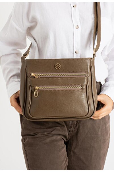 KONFOR Жіноча сумка через плече з чотирма кишенями та регульованими ременями VİZON