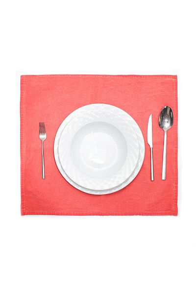 Missi Washed Coral Denim Cotton American Service - Set of 2