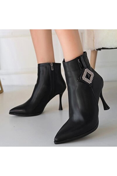 Erbilden Moose Black Leather Heeled Boots