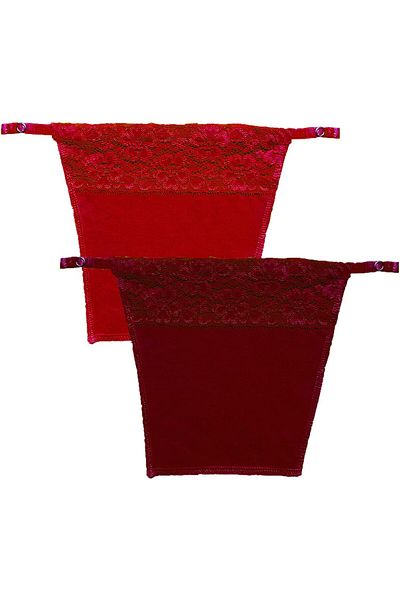 Glamroot Women's Cotton Camisole Cleavage Cover Clip-on Mock Lace Camisecret - Set of 2