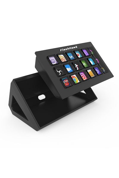 FlashHawk Stream Controller - Streaming Keyboard Deck with 15 LCD Macro Keys Customizable to Trigger Actions