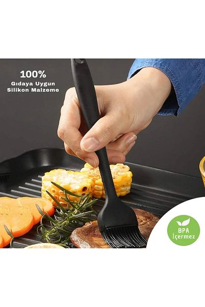 Hane216 Heat Resistant Non-Flammable Non-Stick Silicone Egg and Oil Brush Black 26 cm
