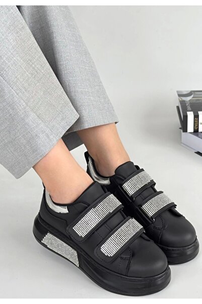 Erbilden Nino Siyah Cilt Cırt Cırtlı Spor Ayakkabı