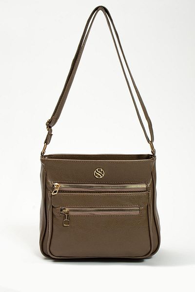 KONFOR Women's Adjustable Cross Strap Four Pocket Shoulder Bag Mink