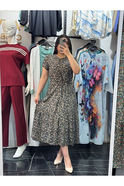 Favv Club V-Necklace Strapy Pattern Viscosse Dress
