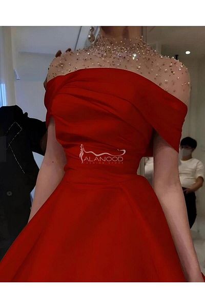 ALANOOD FASHION Elegant and luxurious pearl-studded occasion dress