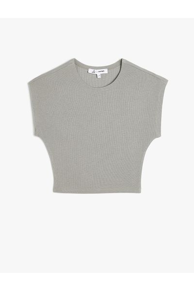 Koton Gray Sleeweless Crop T-Shirt