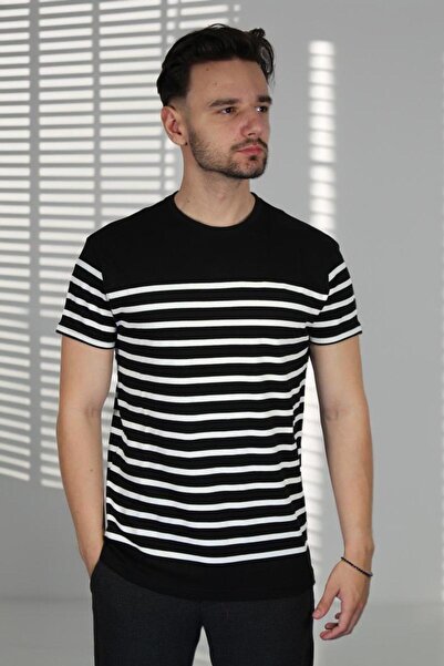 PARAGOOSE Tricou cu maneca scurta RING, model Dungi Pentru Barbati NEGRU