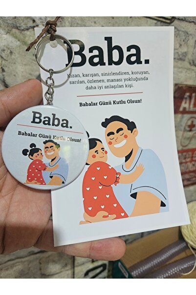 SOFT 20 adet babalar günü 10x15 kart kaliteli baskı 58mm büyük boy anahtarlık...