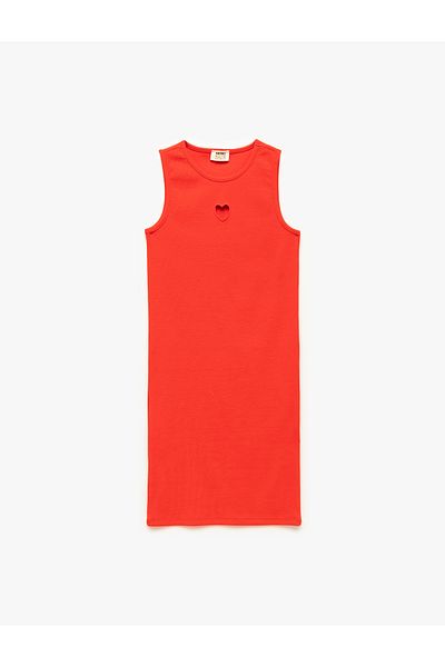 Koton Cotton Heart Window Detail Short Sleeve Suspender Dress