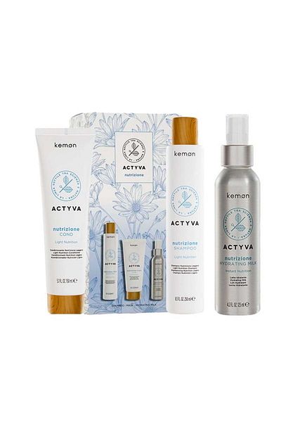 Kemon Set hidratare Actyva Nutrizione, șampon 250 ml + balsam 150 ml + lapte 125 ml