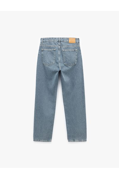 Koton Regular Waist Cotton Pocket Vintage Straight Fit Jean Trousers