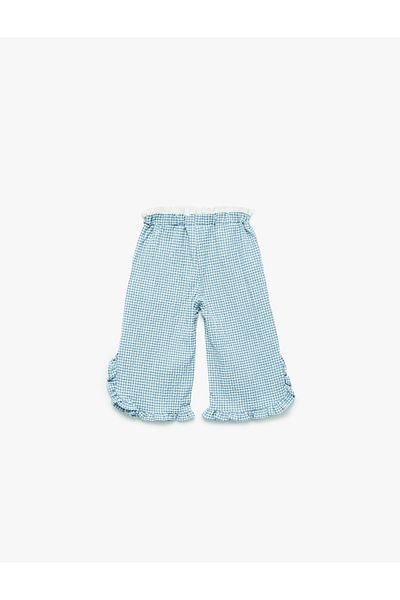 Koton Pantaloni Gingham cu talie elastică și detaliu cu volan