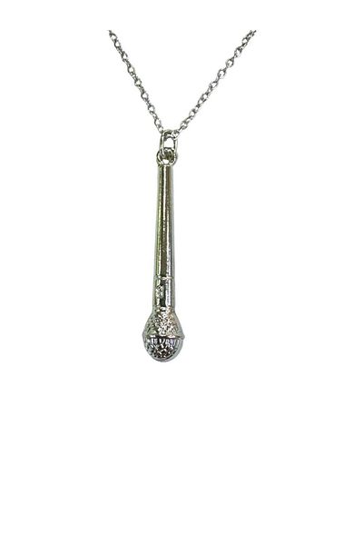 Herşey Nota Unisex Necklace with Microphone Figure – Metal 60 cm Chain
