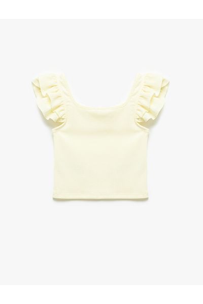 Koton Square Neck Ruffled Butterfly Sleeve Blouse